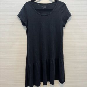 Escape 100% Cotton Black Mini Dress Asymmetric Hemline Women’s size Small